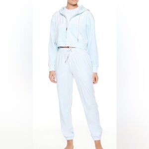 Light blue velour joggers and sweater set